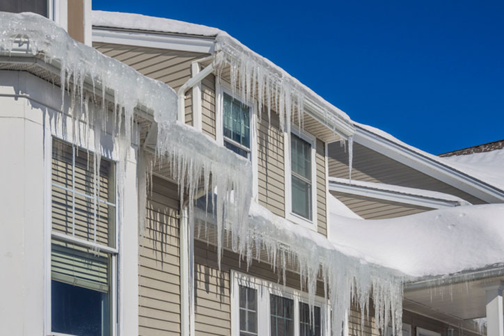 Ice Dams on Home's Roof.