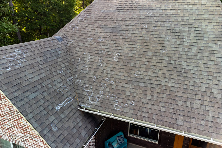 Roof with Marks from Hail Storm